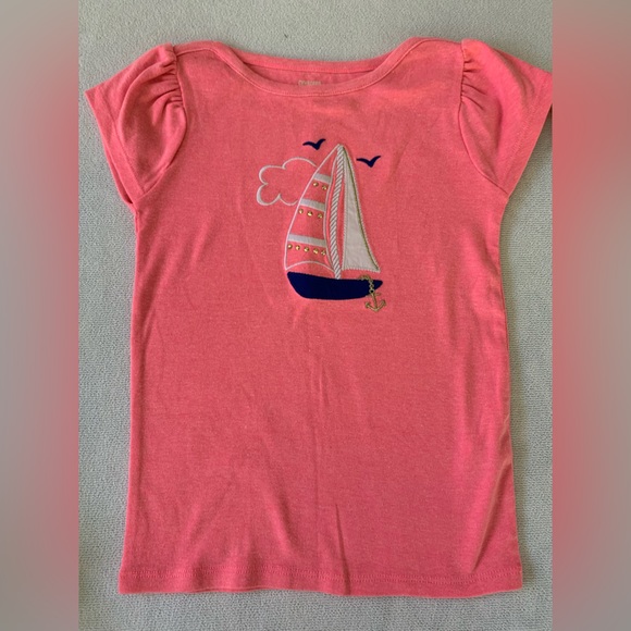 GYMBOREE NWT-GIRLS NAUTICAL SET sailboat top & anchor Skort neon pink/royal blue - Picture 7 of 13